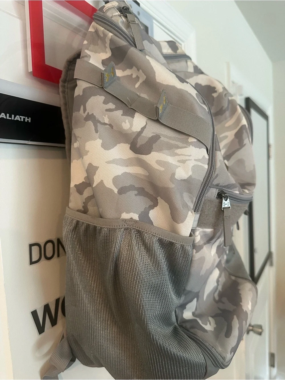 Under Armour Men's Gray Camo Backpack with Basketball Pouch